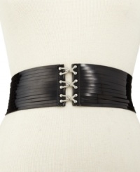 Flatter your curves with this wide stretch belt from Steve Madden. Creates instant appeal with a silver tone hook and eye closure at the front. Flatter your curves with this wide stretch belt from Steve Madden. Creates instant appeal with a silver tone hook and eye closure at the front.