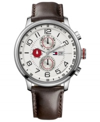 A handsome sport watch from Tommy Hilfiger with iconic red, white and blue accents. A handsome sport watch from Tommy Hilfiger with iconic red, white and blue accents.