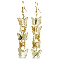 MULTI BUTTERFLY GOLD EAR Long Butterfly Gold Tone Dangle Earrings MULTI BUTTERFLY GOLD EAR Long Butterfly Gold Tone Dangle Earrings