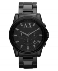 The light at the end of the tunnel, this blacked out watch from AX Armani Exchange shines with Swarovski elements. The light at the end of the tunnel, this blacked out watch from AX Armani Exchange shines with Swarovski elements.