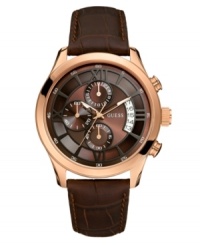 Sophistication goes a long way with this handsome watch by GUESS. Sophistication goes a long way with this handsome watch by GUESS.
