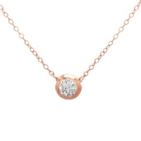 Sterling Silver Rose Plated Clear Swarovski Elements Crystal Necklace, 16.75+2 Sterling Silver Rose Plated Clear Swarovski Elements Crystal Necklace, 16.75+2