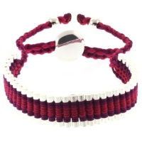 Magenta and Silver Color String 5-10 Inches Adjustable Friendship Bracelet Magenta and Silver Color String 5-10 Inches Adjustable Friendship Bracelet