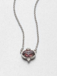 A beautifully faceted raspberry crystal stone set in intricately designed, sterling silver accented with a dazzling white sapphire on a link chain. Raspberry crystalSterling silverWhite sapphireLength , about 17Pendant size, .6Lobster clasp closureImported A beautifully faceted raspberry crystal stone set in intricately designed, sterling silver accented with a dazzling white sapphire on a link chain. Raspberry crystalSterling silverWhite sapphireLength , about 17Pendant size, .6Lobster clasp closureImported