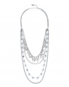 GUESS Silver-Tone Layered Spike Necklace, SILVER