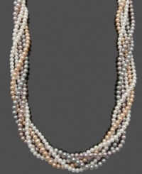 Subtle style in shimmery hues. Enrich your look with a touch of pastel color in this chic cultured freshwater pearl necklace (4-6 mm). Features five multicolored strands twisted and held together with a sterling silver clasp. Approximate length: 18 inches. Subtle style in shimmery hues. Enrich your look with a touch of pastel color in this chic cultured freshwater pearl necklace (4-6 mm). Features five multicolored strands twisted and held together with a sterling silver clasp. Approximate length: 18 inches.