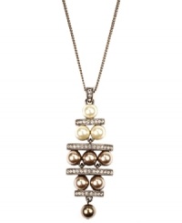 Amp up your glamour factor in Givenchy's stunning y-shaped pendant. Crafted in brown gold-plated mixed metal, pendant features glass pearls in blush and white tones. Approximate length: 16 inches + 3-inch extender. Approximate drop: 2-9/10 inches. Amp up your glamour factor in Givenchy's stunning y-shaped pendant. Crafted in brown gold-plated mixed metal, pendant features glass pearls in blush and white tones. Approximate length: 16 inches + 3-inch extender. Approximate drop: 2-9/10 inches.