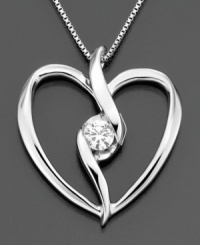 Contemporary style that warms your heart. This Sirena pendant features round-cut diamonds (1/8 ct. t.w.) set in 14k white gold. Approximate length: 18 inches. Approximate drop: 3/4 inch. Contemporary style that warms your heart. This Sirena pendant features round-cut diamonds (1/8 ct. t.w.) set in 14k white gold. Approximate length: 18 inches. Approximate drop: 3/4 inch.