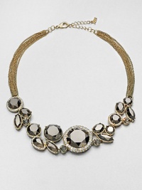 From the Starlight Collection. An elegant, faceted style in a chic cluster design on a multi-row link chain. GlassGoldtoneLength, about 19Lobster clasp closureImported From the Starlight Collection. An elegant, faceted style in a chic cluster design on a multi-row link chain. GlassGoldtoneLength, about 19Lobster clasp closureImported