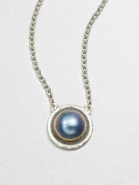 From the Gauntlet Collection. Stunning grey mabe pearl set in 24k gold and hammered sterling silver on a link chain. Grey cultured mabe pearl18k goldSterling silverLength, about 16 to 18 adjustablePendant size, about 1Pelican clasp closureImported From the Gauntlet Collection. Stunning grey mabe pearl set in 24k gold and hammered sterling silver on a link chain. Grey cultured mabe pearl18k goldSterling silverLength, about 16 to 18 adjustablePendant size, about 1Pelican clasp closureImported