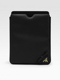 Sleek and compact, crafted in etched calfskin and finished with a signature bow.Slip-in style Leather lining 8W X 10H Made in Italy Sleek and compact, crafted in etched calfskin and finished with a signature bow.Slip-in style Leather lining 8W X 10H Made in Italy