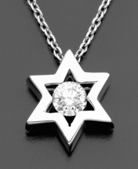 A timeless expression of faith. Effy Collection's Star of David pendant features a round-cut diamond (1/5 ct. t.w.) set in 14k white gold. Approximate length: 18 inches. Approximate drop: 1/4 inches. A timeless expression of faith. Effy Collection's Star of David pendant features a round-cut diamond (1/5 ct. t.w.) set in 14k white gold. Approximate length: 18 inches. Approximate drop: 1/4 inches.