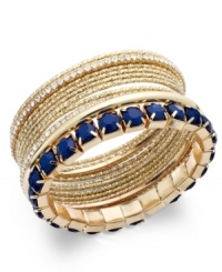 Lovelier by the dozen. This set of 12 bangle bracelets from INC International Concepts shines with glass rhinestones and diamond-cut details. Bracelets stretch to fit wrist. Crafted in 12k gold-plated mixed metal. Approximate diameter: 2 inches. Lovelier by the dozen. This set of 12 bangle bracelets from INC International Concepts shines with glass rhinestones and diamond-cut details. Bracelets stretch to fit wrist. Crafted in 12k gold-plated mixed metal. Approximate diameter: 2 inches.