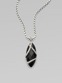 From the Cable Wrap Collection. A marquis shaped black onyx stone wrapped by dazzling diamonds and cables. Diamonds, .29 tcw Black onyx Sterling silver Size, about 1½L X ½W Imported Please note: Chain sold separately. From the Cable Wrap Collection. A marquis shaped black onyx stone wrapped by dazzling diamonds and cables. Diamonds, .29 tcw Black onyx Sterling silver Size, about 1½L X ½W Imported Please note: Chain sold separately.