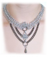 Raven Chainmail Necklace in Steel, Gunmetal and Hematite Raven Chainmail Necklace in Steel, Gunmetal and Hematite