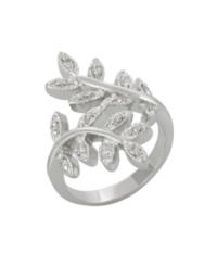 Fall head over heels for this season's sparkling designs. City by City's pretty leaf ring wraps itself neatly around your finger. Crafted in silver tone mixed metal with round-cut cubic zirconias (2 ct. t.w.). Size 5. Fall head over heels for this season's sparkling designs. City by City's pretty leaf ring wraps itself neatly around your finger. Crafted in silver tone mixed metal with round-cut cubic zirconias (2 ct. t.w.). Size 5.