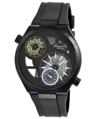 Modern style with nothing to hide. This dual time Kenneth Cole New York boasts a transparent dial for a unique look. Modern style with nothing to hide. This dual time Kenneth Cole New York boasts a transparent dial for a unique look.