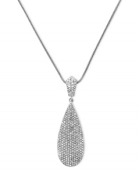Stunning in silver tone. This necklace from Vince Camuto is crafted from silver-tone mixed metal with a teardrop pendant adorned with sparkling glass pave crystal accents for a shining touch. Approximate length: 18 inches. Approximate drop: 2 inches. Stunning in silver tone. This necklace from Vince Camuto is crafted from silver-tone mixed metal with a teardrop pendant adorned with sparkling glass pave crystal accents for a shining touch. Approximate length: 18 inches. Approximate drop: 2 inches.