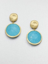 From the Jaipur Resort Collection. A freeform disc of hand-engraved 18k gold with a brushstroke texture holds a faceted dome of vivid turquoise in this simple yet striking design.Turquoise18k yellow goldLength, about 1Post backMade in Italy From the Jaipur Resort Collection. A freeform disc of hand-engraved 18k gold with a brushstroke texture holds a faceted dome of vivid turquoise in this simple yet striking design.Turquoise18k yellow goldLength, about 1Post backMade in Italy