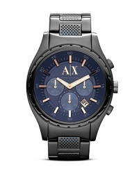 Armani Exchange's bold blue watch perfects preppy style. The hue exudes classic cool, while it's chronograph movement and rose gold accents command attention beneath a blazer. Armani Exchange's bold blue watch perfects preppy style. The hue exudes classic cool, while it's chronograph movement and rose gold accents command attention beneath a blazer.