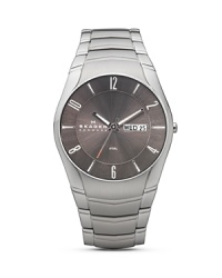 A timeless timepiece in brushed stainless steel with a sophisticated gray dial. A timeless timepiece in brushed stainless steel with a sophisticated gray dial.
