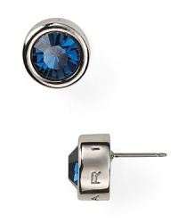 An essential style from T Tahari. This pair of stud earrings flaunt an effortless design in plated metal with faceted crystals. An essential style from T Tahari. This pair of stud earrings flaunt an effortless design in plated metal with faceted crystals.
