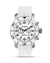 Black numerals stand out on this stylish all-white watch from TW Steel. Black numerals stand out on this stylish all-white watch from TW Steel.