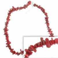 Sterling Silver Red Genuine Sea Bamboo Coral Chip Necklace Sterling Silver Red Genuine Sea Bamboo Coral Chip Necklace