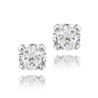 Sterling Silver 1/2ct CZ Stud Earrings, 4mm Sterling Silver 1/2ct CZ Stud Earrings, 4mm