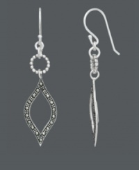 Add a little glimmer to your look in this glamorous Genevieve & Grace style. Earrings feature marquise-cut drops decorated with marcasite. Crafted in sterling silver. Approximate drop: 2-1/8 inches. Add a little glimmer to your look in this glamorous Genevieve & Grace style. Earrings feature marquise-cut drops decorated with marcasite. Crafted in sterling silver. Approximate drop: 2-1/8 inches.