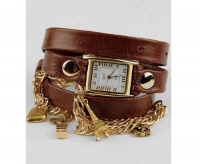 La Mer Collections - Paris Charms Brown Leather Wrap Watch La Mer Collections - Paris Charms Brown Leather Wrap Watch
