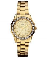 A classic, menswear-inspired watch from GUESS with feminine details.