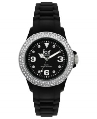 A glistening blend of silicone and Swarovski shine creates this durable yet stylish Stone-Sili collection watch from Ice-Watch. A glistening blend of silicone and Swarovski shine creates this durable yet stylish Stone-Sili collection watch from Ice-Watch.