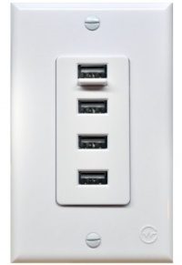 CurrentWerks U4111-WH USB Outlet Quattro In-Wall Four USB Charger, White CurrentWerks U4111-WH USB Outlet Quattro In-Wall Four USB Charger, White