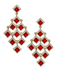 Let elegance reign with these chandelier earrings from Charter Club. Diamond-cut beads in siam hues are paired with clear accents for a luxe appearance. Crafted in gold tone mixed metal. Approximate drop: 2-1/2 inches. Let elegance reign with these chandelier earrings from Charter Club. Diamond-cut beads in siam hues are paired with clear accents for a luxe appearance. Crafted in gold tone mixed metal. Approximate drop: 2-1/2 inches.