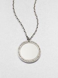A simply chic circular pendant accented with sparkling rhinestones on a link chain. Glass stonesIon-plated brass and steelLength, about 16Pendant size, about .66 Lobster clasp closureImported A simply chic circular pendant accented with sparkling rhinestones on a link chain. Glass stonesIon-plated brass and steelLength, about 16Pendant size, about .66 Lobster clasp closureImported