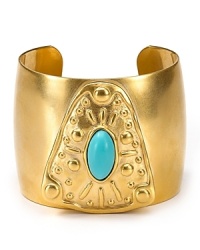 Exotic-inspired jewelry is a chic way to update your wardrobe this season, and T Tahari's turquoise-embellished cuff is a bold way to work the look. Exotic-inspired jewelry is a chic way to update your wardrobe this season, and T Tahari's turquoise-embellished cuff is a bold way to work the look.