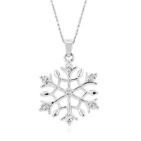 Sterling Silver White Sapphire Snowflake Pendant with Chain Sterling Silver White Sapphire Snowflake Pendant with Chain