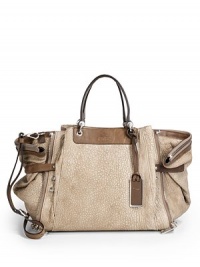 THE LOOKTextured lambskin body with cowhide trimContrast double top handlesRemovable, adjustable contrast crossbody strapContrast logo ID tagTop zip closureEmbossed logo on contrast collarZip details along side gussetsFold-over gusset with contrast tab and stud closureTwo outside magnetic top pocketsOne inside zip pocketTwo inside open pocketsInside logo detailTHE MEASUREMENTDouble top handles, 4½ dropAdjustable crossbody strap THE LOOKTextured lambskin body with cowhide trimContrast double top handlesRemovable, adjustable contrast crossbody strapContrast logo ID tagTop zip closureEmbossed logo on contrast collarZip details along side gussetsFold-over gusset with contrast tab and stud closureTwo outside magnetic top pocketsOne inside zip pocketTwo inside open pocketsInside logo detailTHE MEASUREMENTDouble top handles, 4½ dropAdjustable crossbody strap