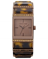 A linked design flaunts sparkle and retro tones on this Erin collection watch from Michael Kors. A linked design flaunts sparkle and retro tones on this Erin collection watch from Michael Kors.