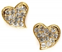 Adorable Gold Tone Sparkling Clear Crystal Embellished Heart Stud 1/2 Stud Earrings Adorable Gold Tone Sparkling Clear Crystal Embellished Heart Stud 1/2 Stud Earrings