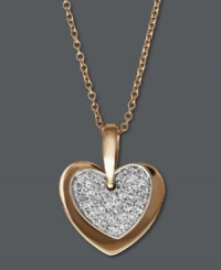 True love. You'll simply adore this petite heart pendant from Effy Collection. Pave-set diamonds (1/10 ct. t.w.) create a luminous luster in a 14k rose gold and 14k white gold setting. Approximate length: 18 inches. Approximate drop: 9/16 inch. True love. You'll simply adore this petite heart pendant from Effy Collection. Pave-set diamonds (1/10 ct. t.w.) create a luminous luster in a 14k rose gold and 14k white gold setting. Approximate length: 18 inches. Approximate drop: 9/16 inch.