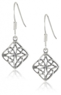 Sterling Silver Celtic Knot Diamond-Shaped Drop Earrings Sterling Silver Celtic Knot Diamond-Shaped Drop Earrings