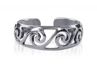 Sterling Silver Pretty 8mm Filigree Swirl Toe Ring