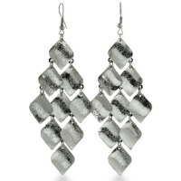MULTI LEAF SHAPED BLK Shimmering Sparkle Finish Gunmetal Color Dangle Earrings MULTI LEAF SHAPED BLK Shimmering Sparkle Finish Gunmetal Color Dangle Earrings