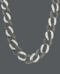 In the links of luxury. Genevieve & Grace's unique necklace design combines a sparkling mix of marcasite and crystal into an interlocking link chain. Set in sterling silver. Approximate length: 17 inches. In the links of luxury. Genevieve & Grace's unique necklace design combines a sparkling mix of marcasite and crystal into an interlocking link chain. Set in sterling silver. Approximate length: 17 inches.