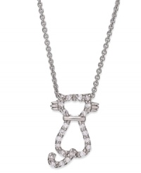Kitten couture. B. Brilliant's cat pendant dazzles with round-cut cubic zirconias (1/3 ct. t.w.) adding a lustrous touch. Crafted from sterling silver. Approximate length: 18 inches + 3-inch extender. Approximate drop length: 5/8 inch. Approximate drop width: 1/2 inch. Kitten couture. B. Brilliant's cat pendant dazzles with round-cut cubic zirconias (1/3 ct. t.w.) adding a lustrous touch. Crafted from sterling silver. Approximate length: 18 inches + 3-inch extender. Approximate drop length: 5/8 inch. Approximate drop width: 1/2 inch.
