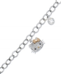 A style that's sure to make you smile. Hello Kitty's sterling silver bracelet features a charm of the iconic character in pave crystals and a round-cut crystal charm for an extra touch of shimmer. Approximate length: 7-1/2 inches. A style that's sure to make you smile. Hello Kitty's sterling silver bracelet features a charm of the iconic character in pave crystals and a round-cut crystal charm for an extra touch of shimmer. Approximate length: 7-1/2 inches.