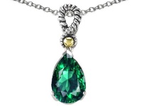 Original Star K(tm) Pear Shape 11x8mm Simulated Emerald Pendant in 925 Sterling Silver Original Star K(tm) Pear Shape 11x8mm Simulated Emerald Pendant in 925 Sterling Silver