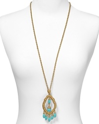 Exotic-inspired jewelry is a chic way to update your wardrobe this season, and T Tahari's pendant necklace is a bold choice. Make it your signature accessory by finishing basic looks with this beaded showpiece. Exotic-inspired jewelry is a chic way to update your wardrobe this season, and T Tahari's pendant necklace is a bold choice. Make it your signature accessory by finishing basic looks with this beaded showpiece.